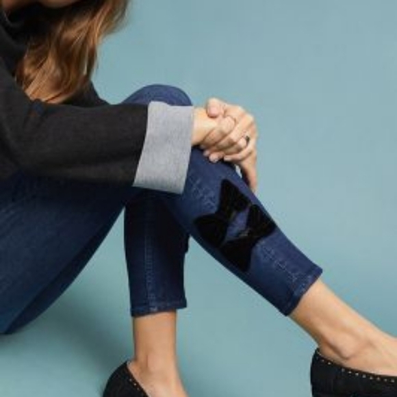 𝅺MCGUIRE Anthropologie Newton Skinny Bow Jeans 26 - Picture 2 of 12